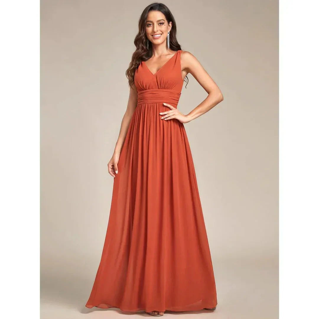 Soraya | Women's Sleeveless V-Neck Chiffon Maxi Dress