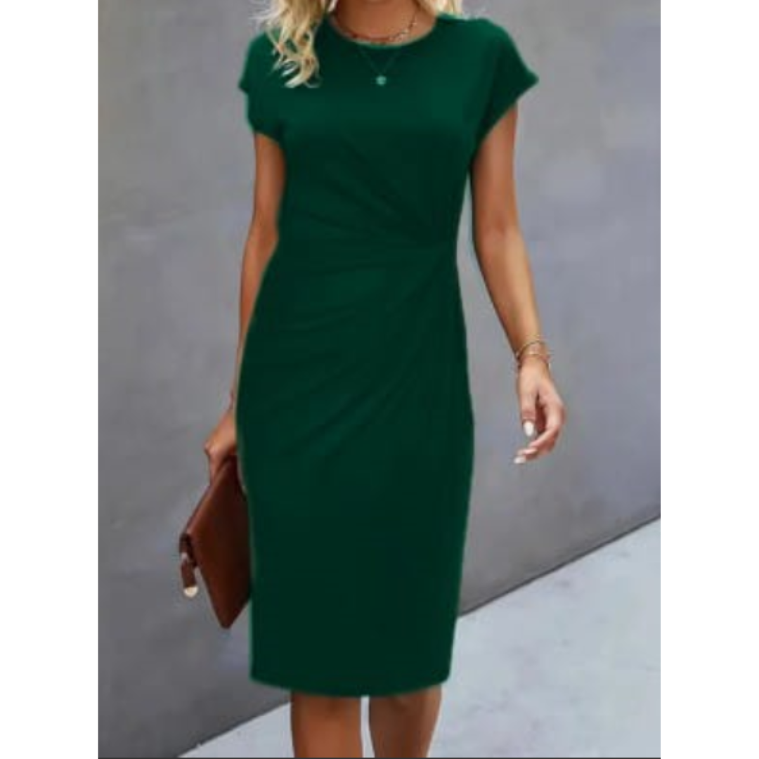 Amelia | Women's Ruched Waist Fitted Midi Dress