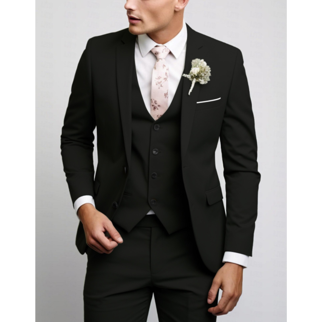Sebastian | Men's Sleek Tailored Three-Piece Suit Outfit