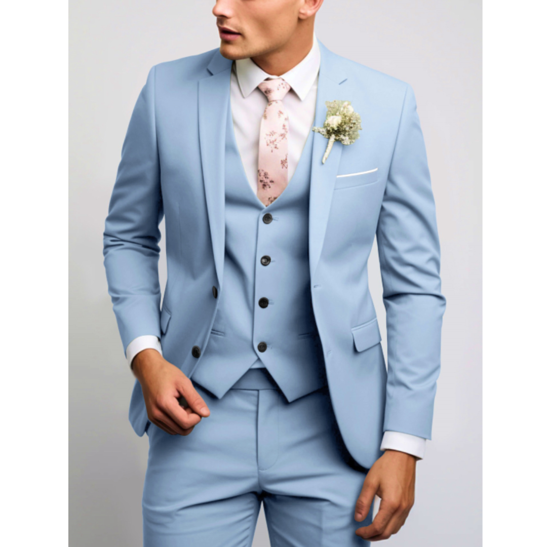 Sebastian | Men's Sleek Tailored Three-Piece Suit Outfit