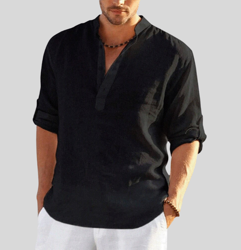 Elias | Men's Cotton Linen Henley Top