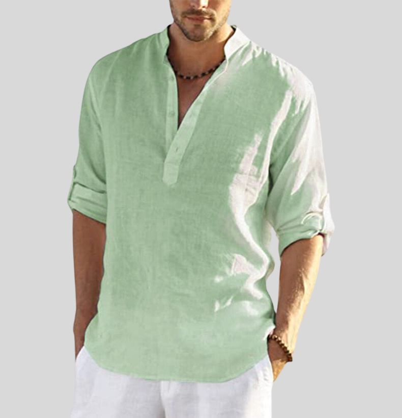 Elias | Men's Cotton Linen Henley Top