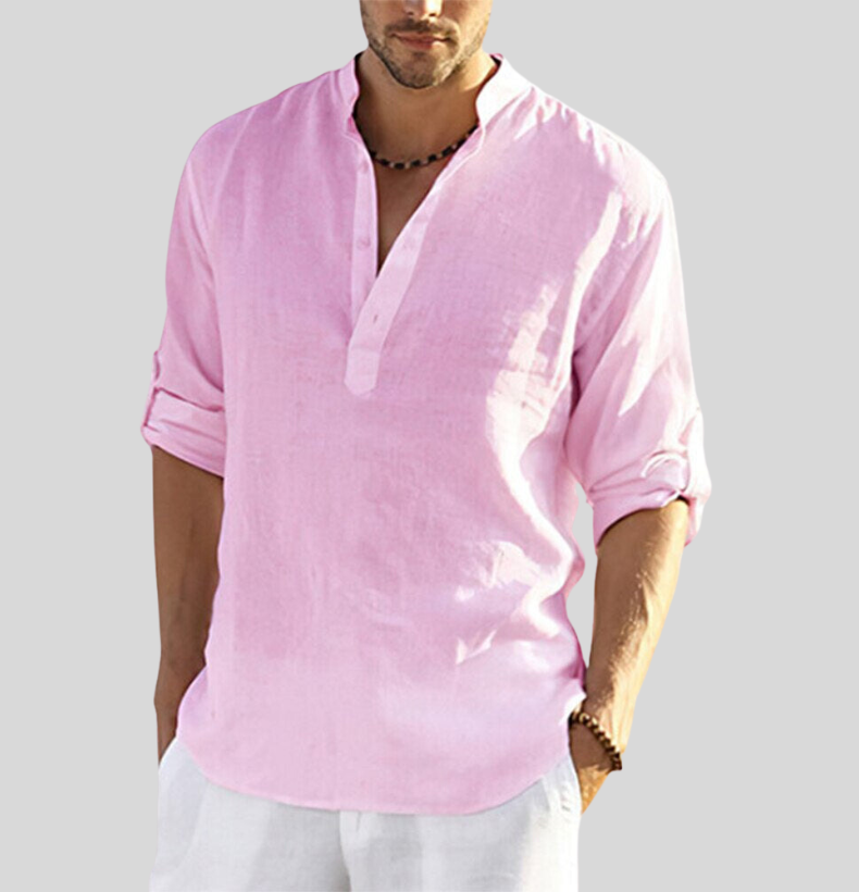 Elias | Men's Cotton Linen Henley Top