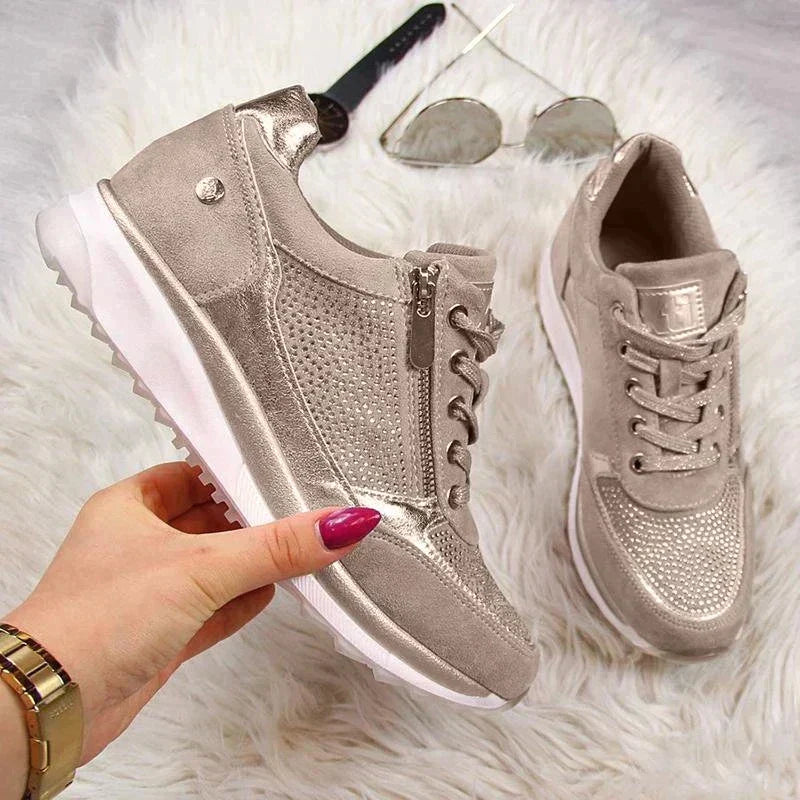 Harper | Women's Glitter Platform Lace-Up Sneakers