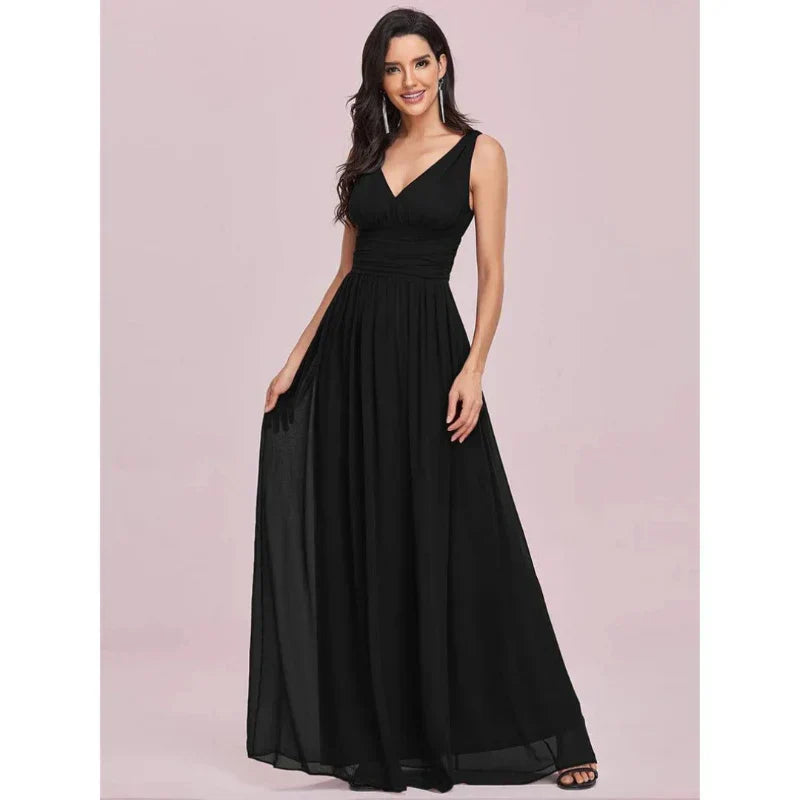 Soraya | Women's Sleeveless V-Neck Chiffon Maxi Dress