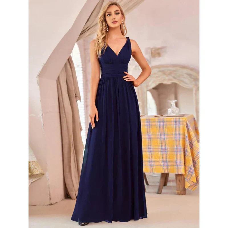 Isabella | Women's Chiffon V-Neck Flowing Maxi Dress