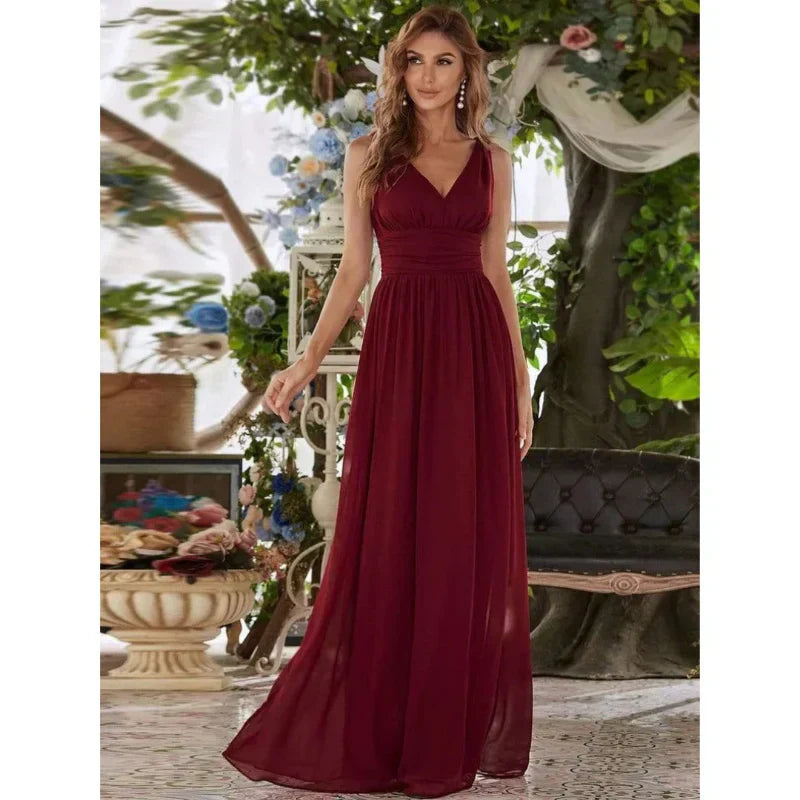 Soraya | Women's Sleeveless V-Neck Chiffon Maxi Dress