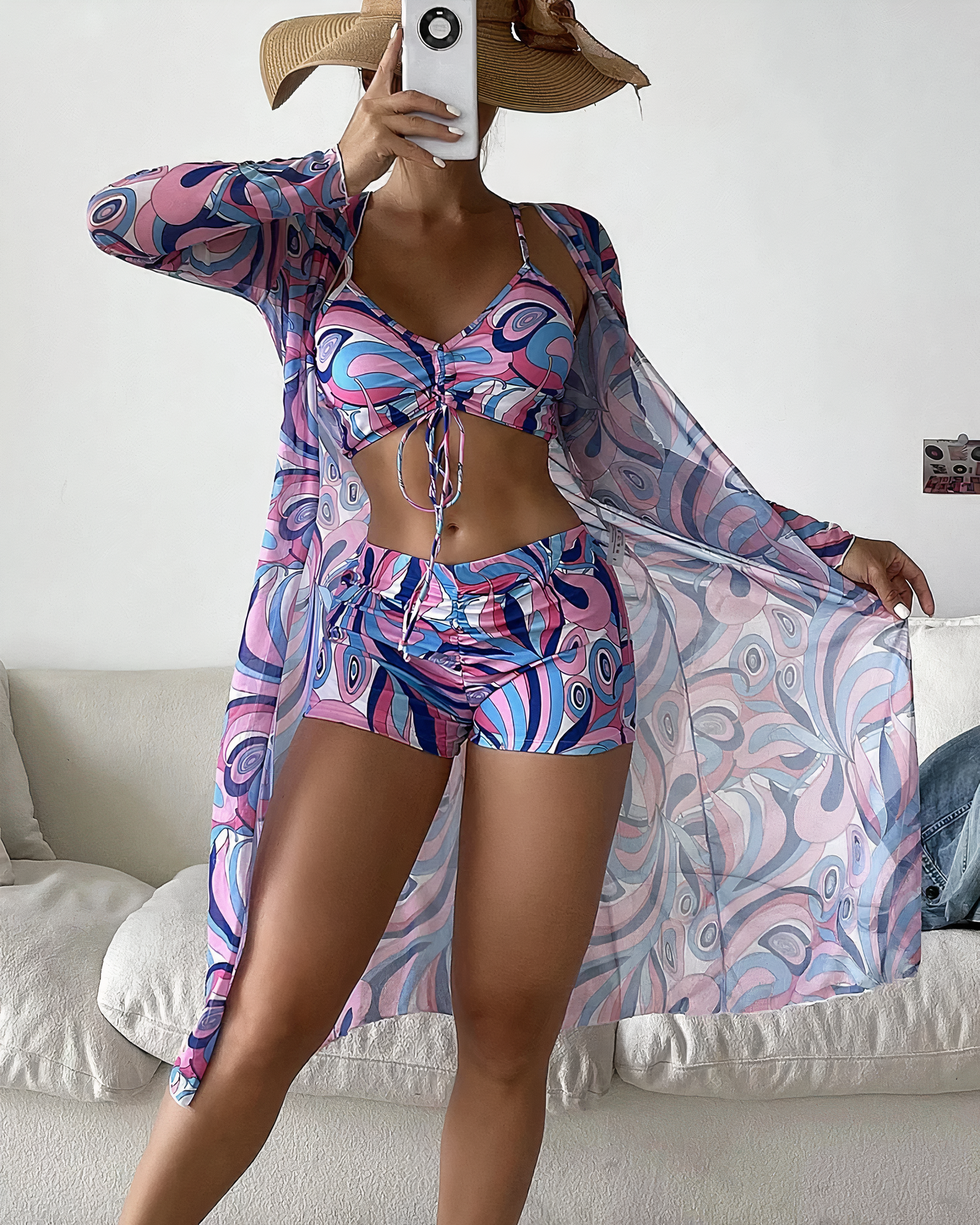 Sienna | Women's High Waist Swim Set With Cover Up