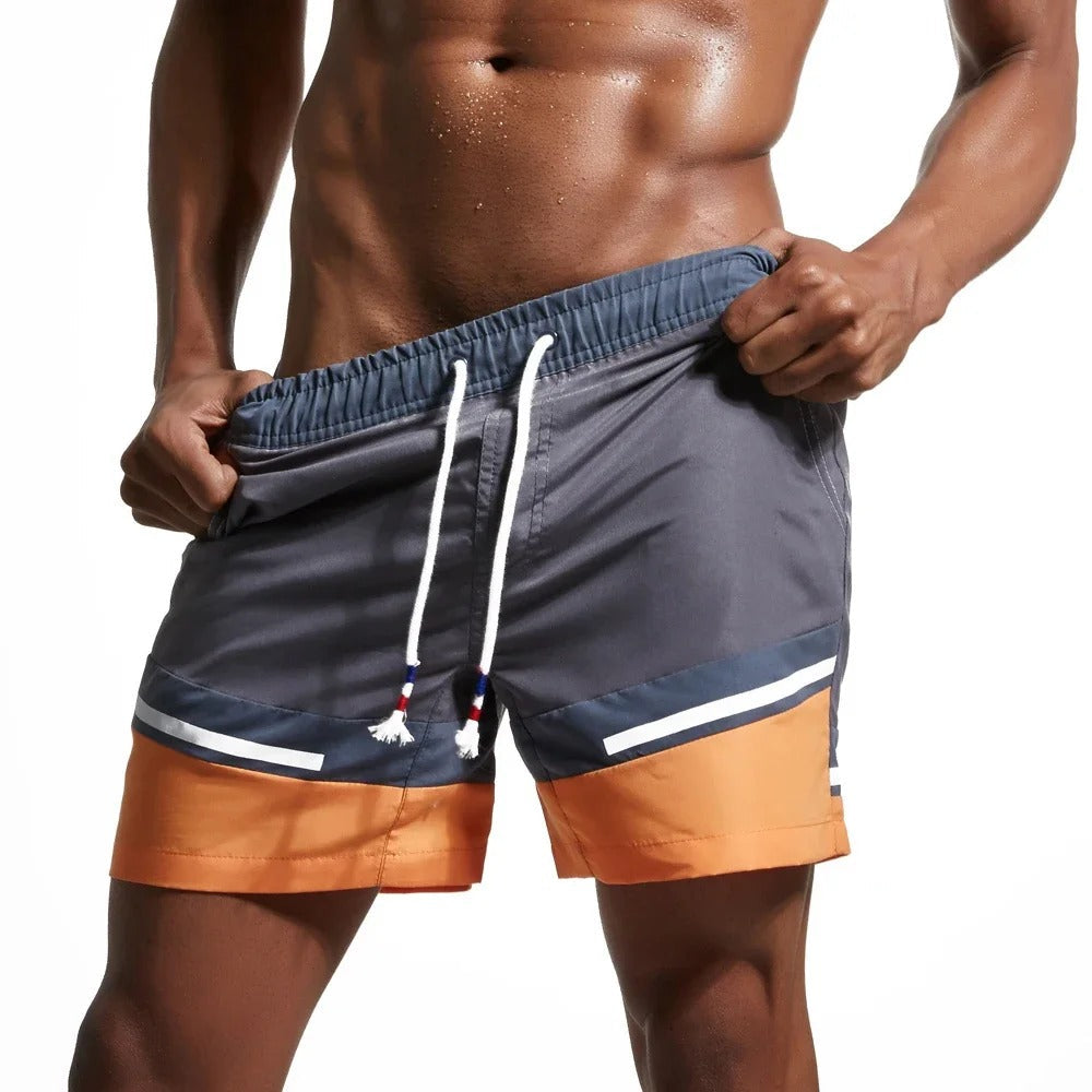 Mason | Men's Bold Stripe Elastic Waist Swim Shorts