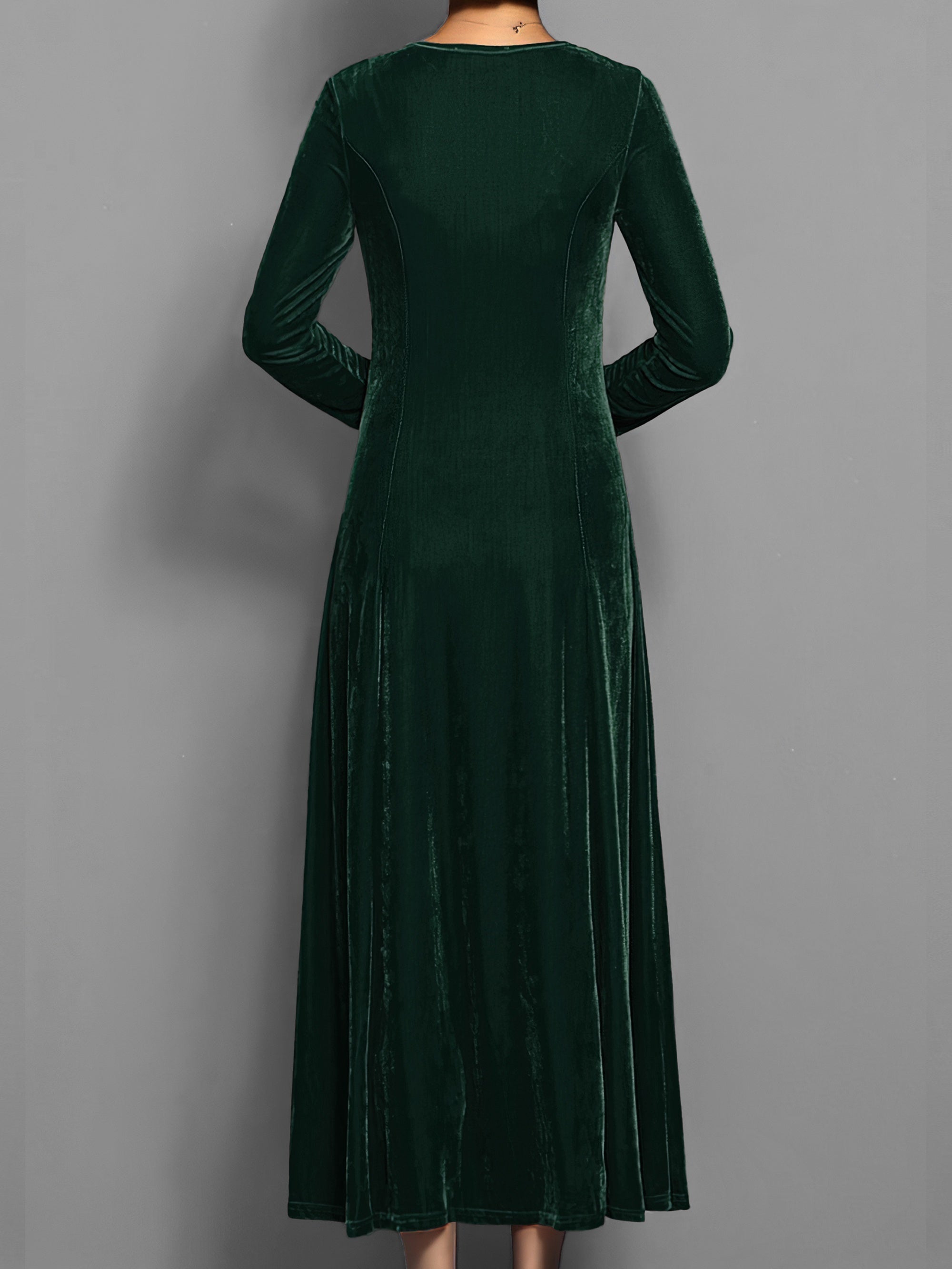 Elisea | Women's Long Sleeve Velvet Maxi Dress