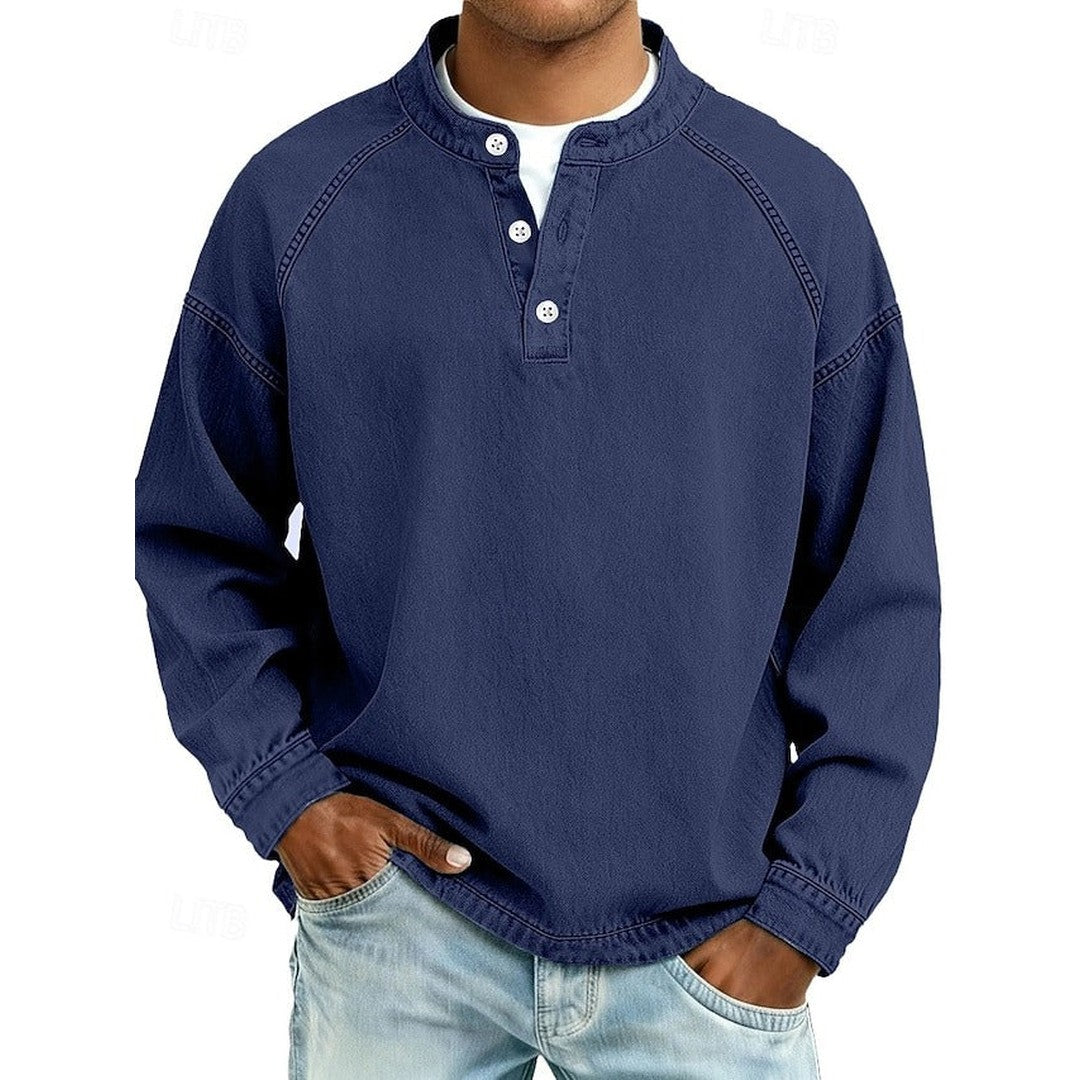 Man wearing the Aiden men's casual vintage shirt, 10 view