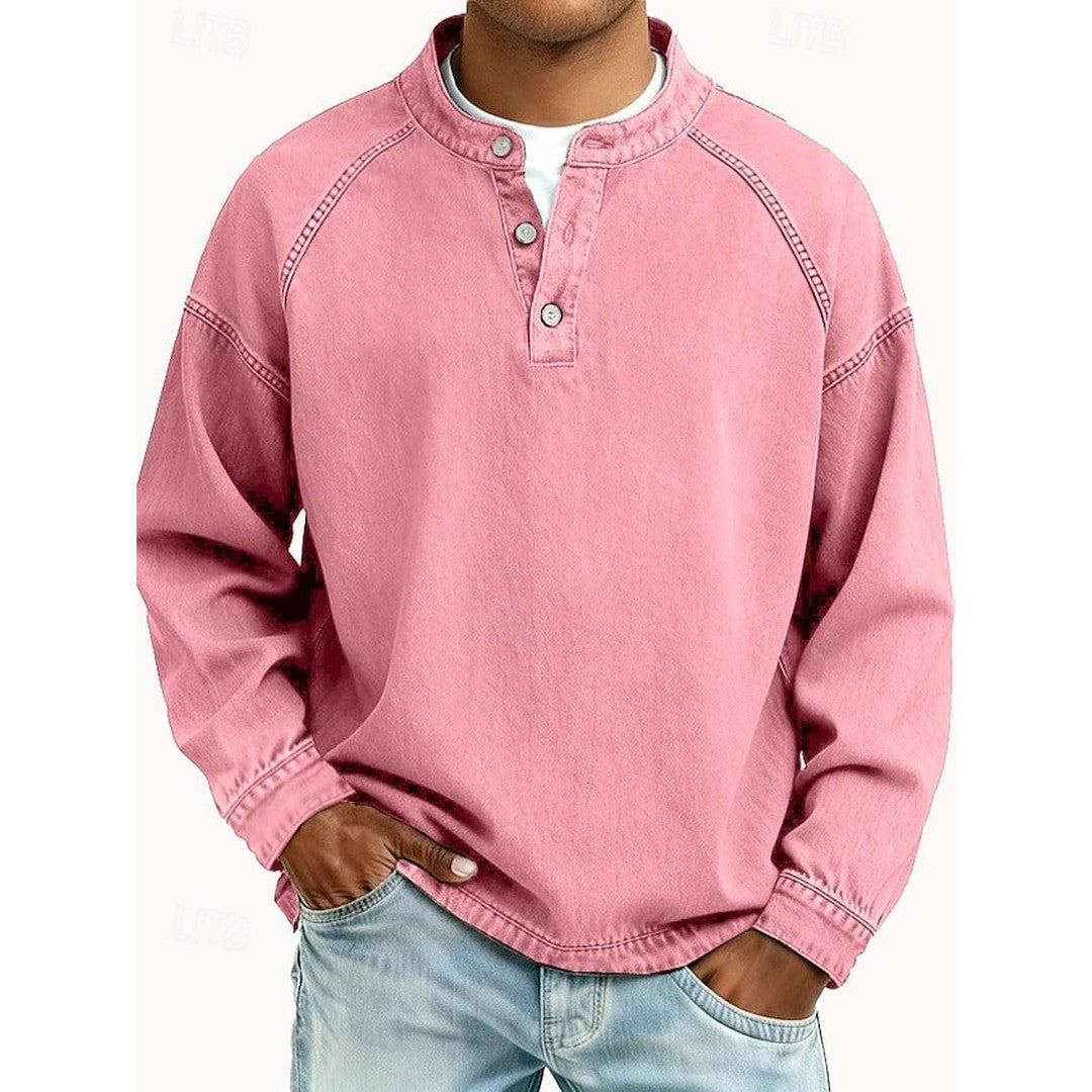 Man wearing the Aiden men's casual vintage shirt, 9 view