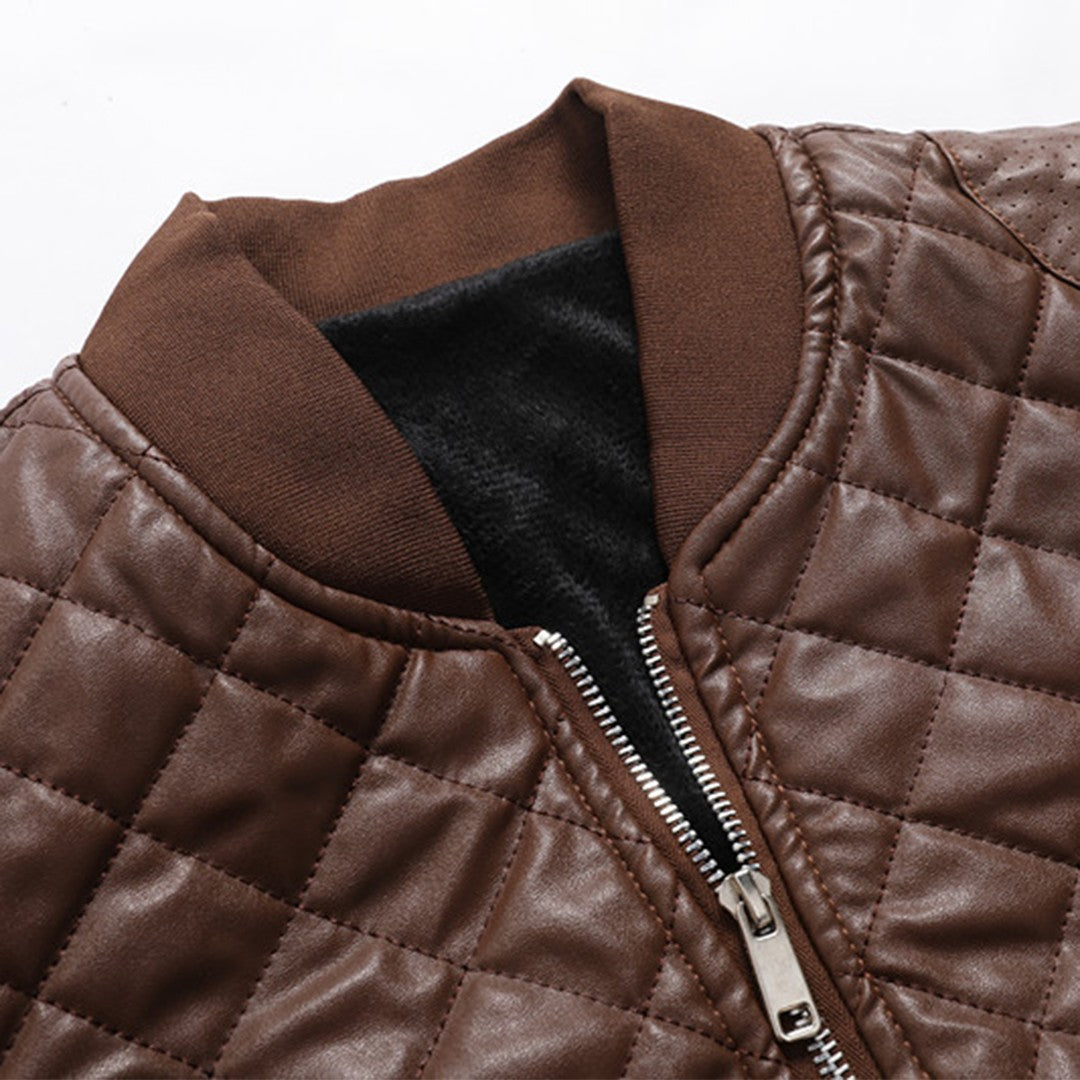 Man wearing the Alaric men's slim-fit leather classic jacket, 9 view