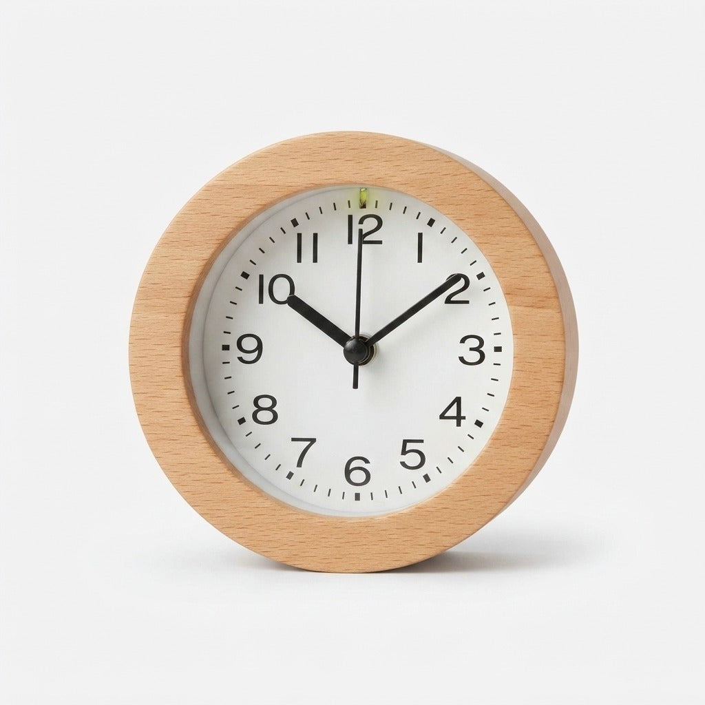 Silent beech wood alarm clock with LED night light - product photo 9