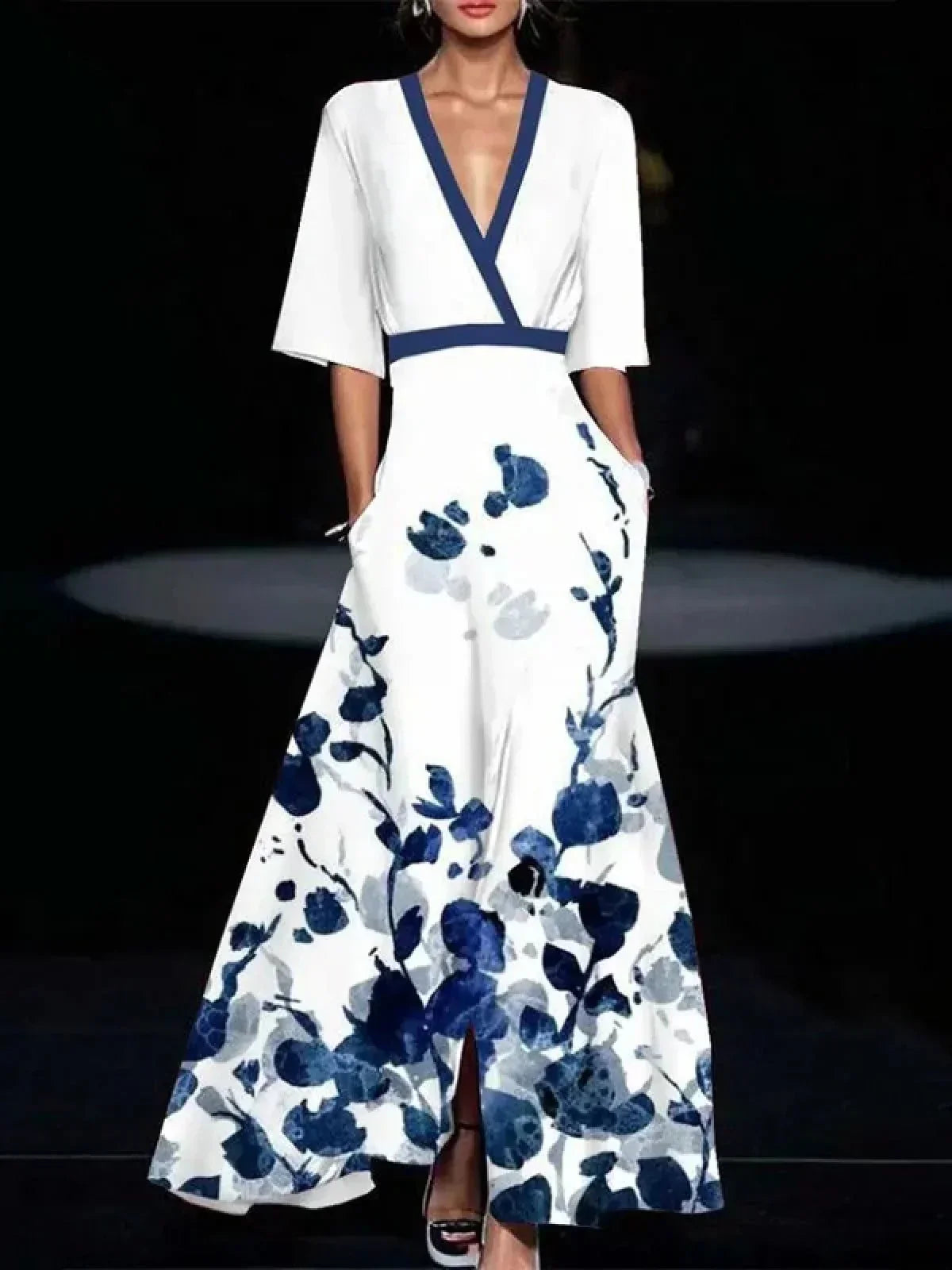 Lunara | Women's Flared Sleeve Floral Maxi Dress