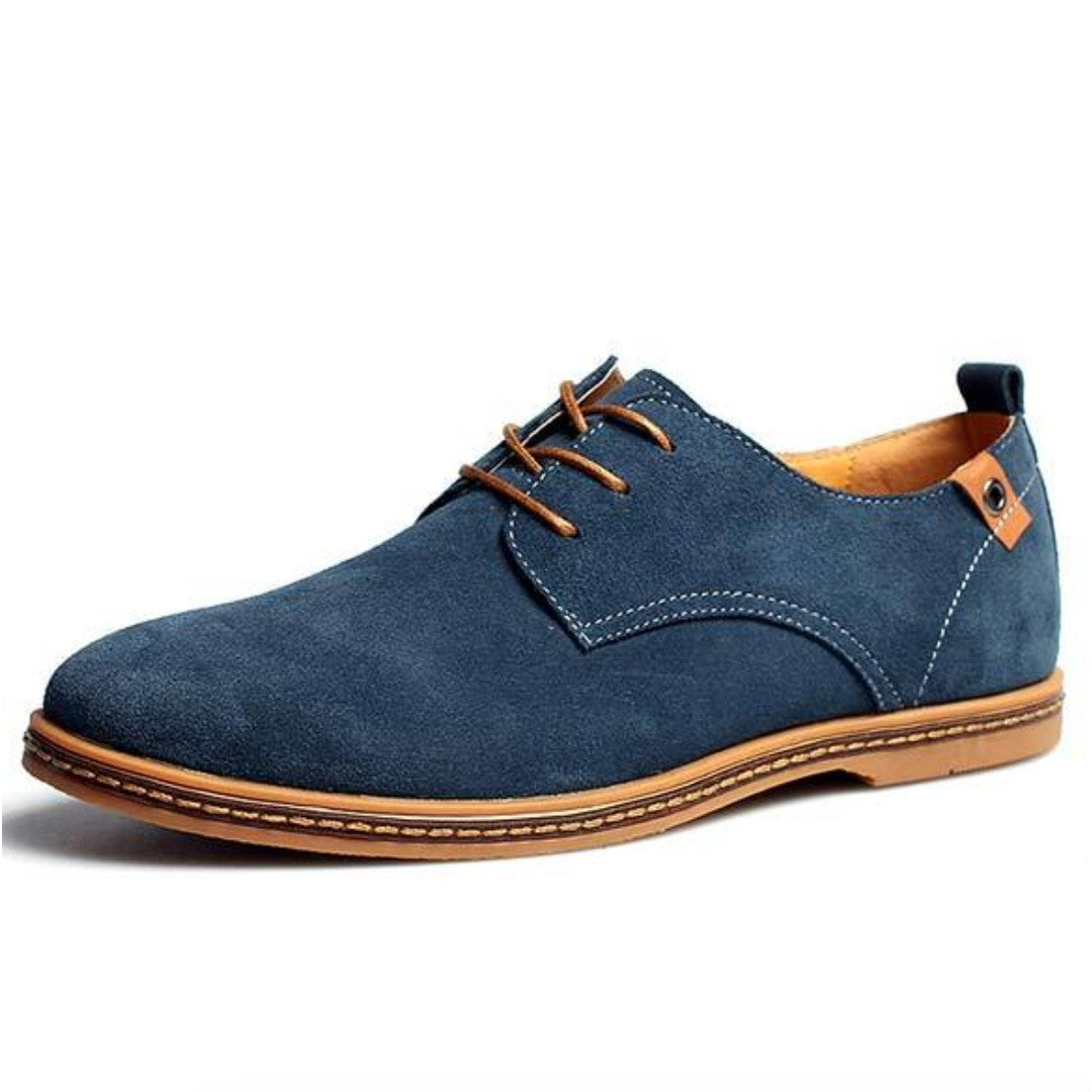 Man wearing the Ambrose men's shoes, side view