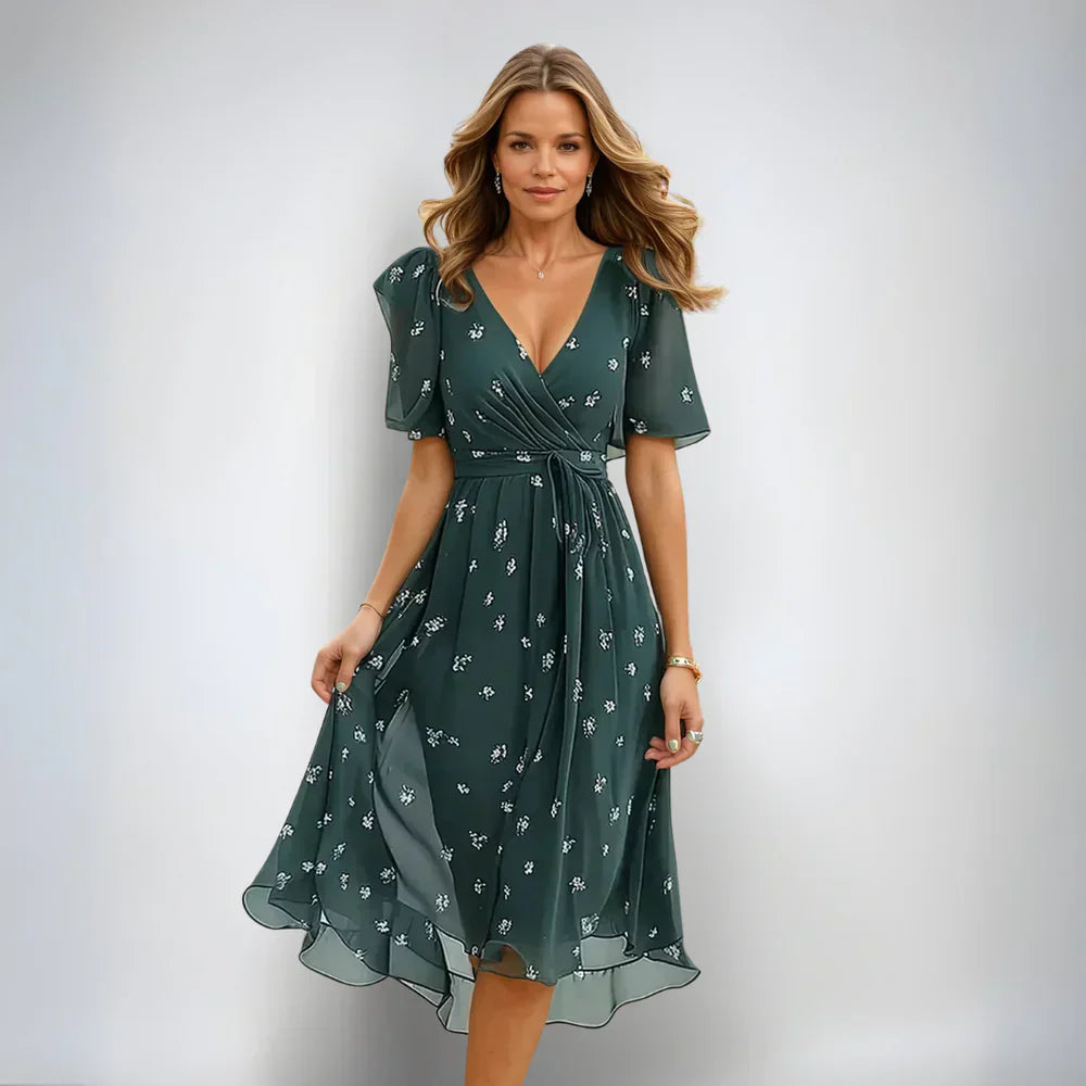 Mira | Women's Floral Boho Wrap Style Midi Dress