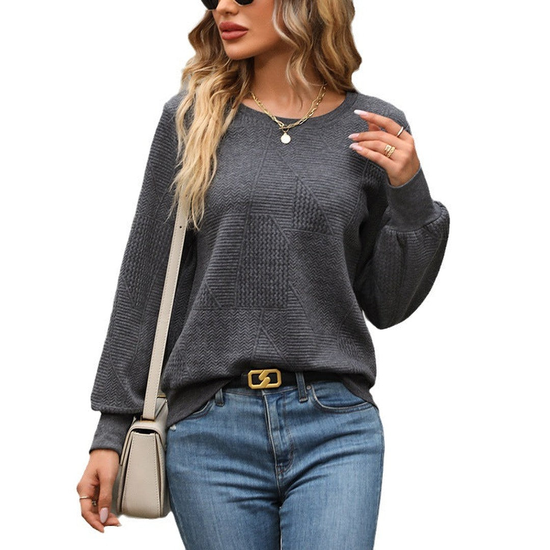 Woman wearing the Annika women's sweatshirt, model view