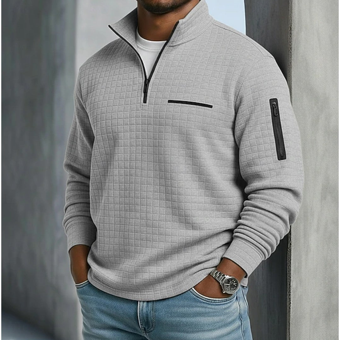 Man wearing the Anton men's casual waffle-knit shirt, flatlay view