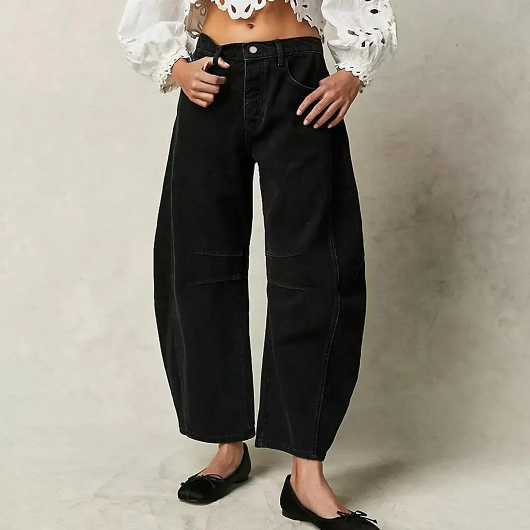 Woman wearing the Arden women's casual breathable pants, flatlay view