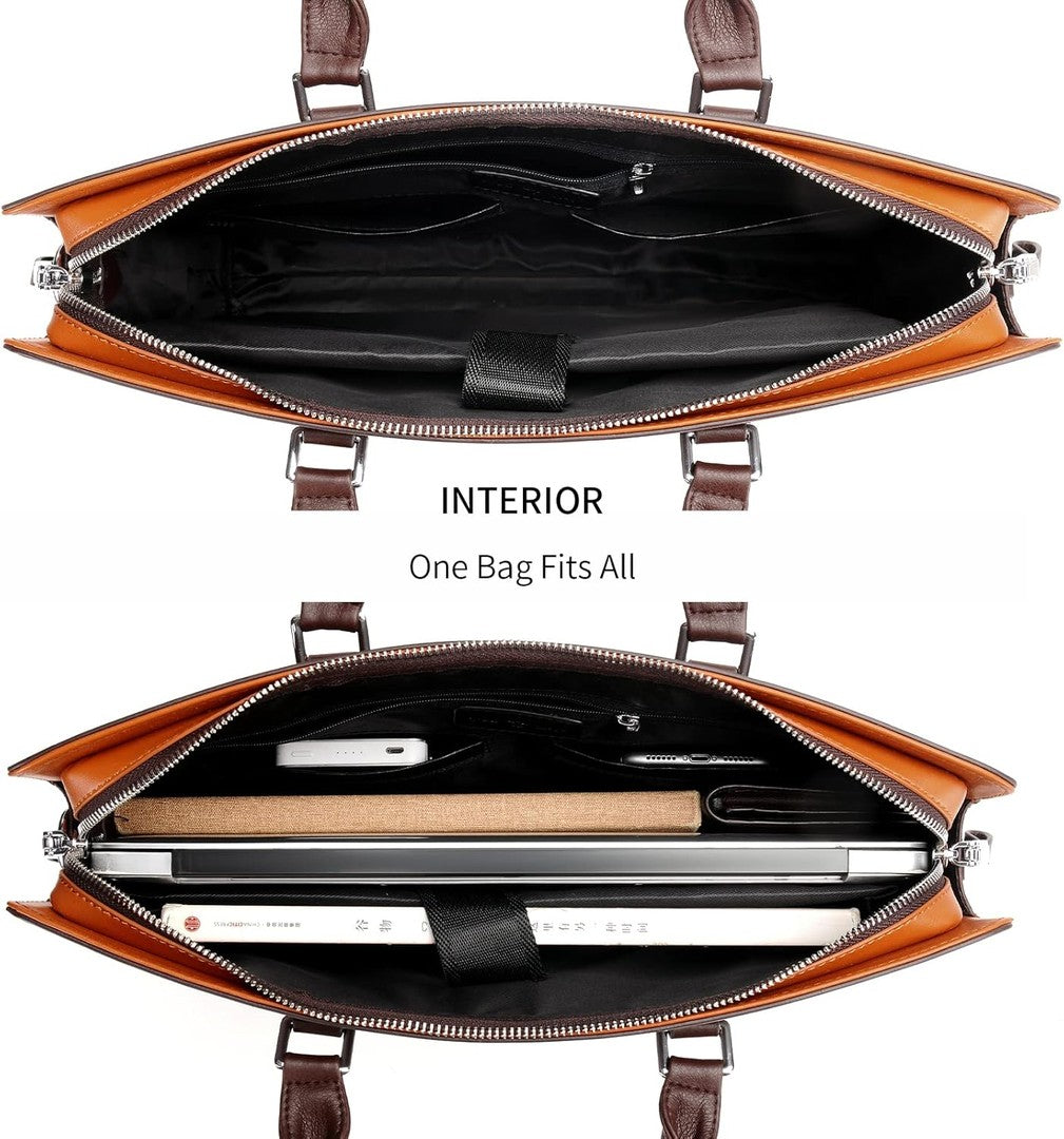 Leather multi-compartment business briefcase - product photo 10