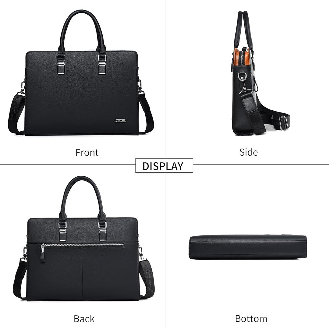 Leather multi-compartment business briefcase - product photo 14