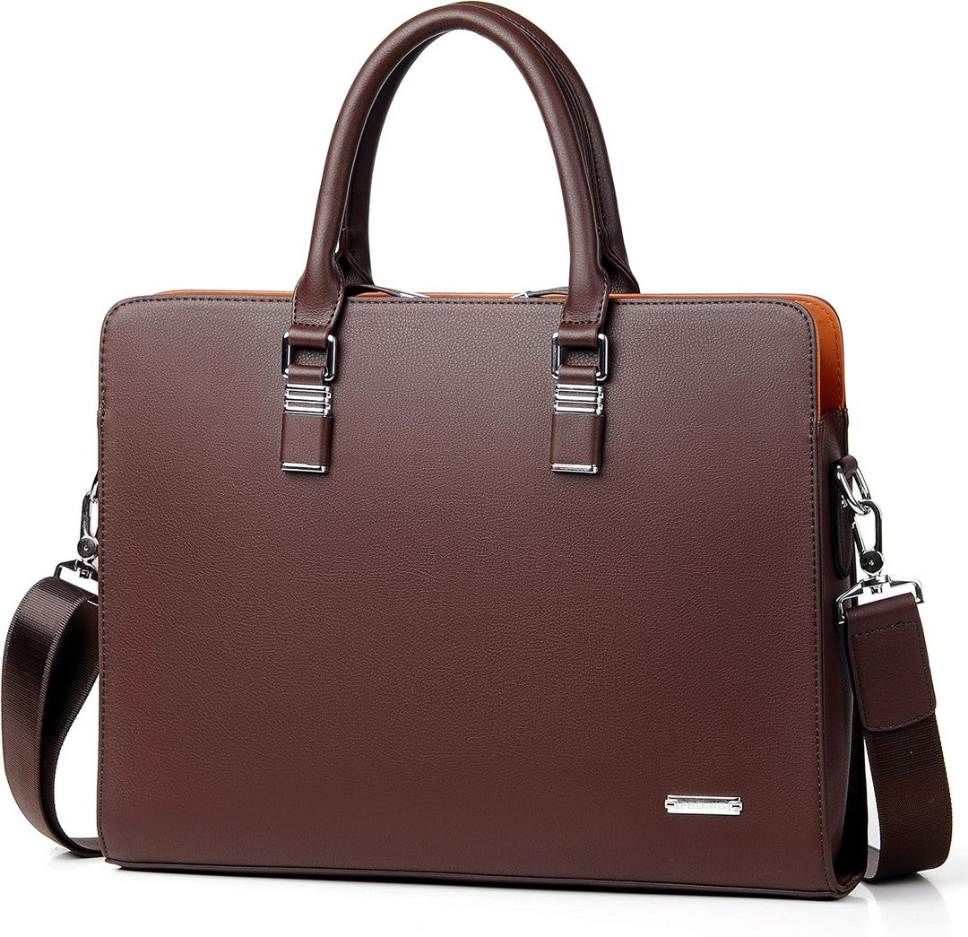 Leather multi-compartment business briefcase - product photo 3