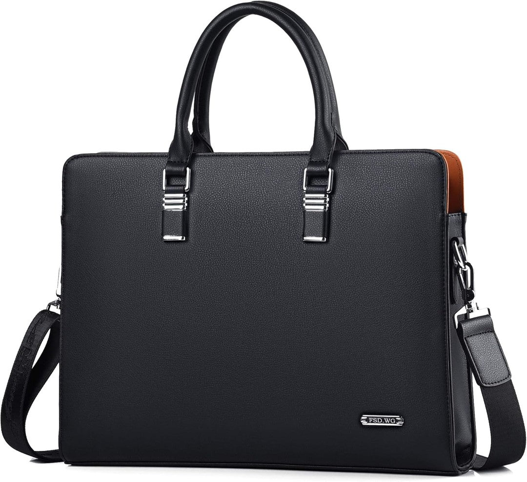 Leather multi-compartment business briefcase - product photo 6
