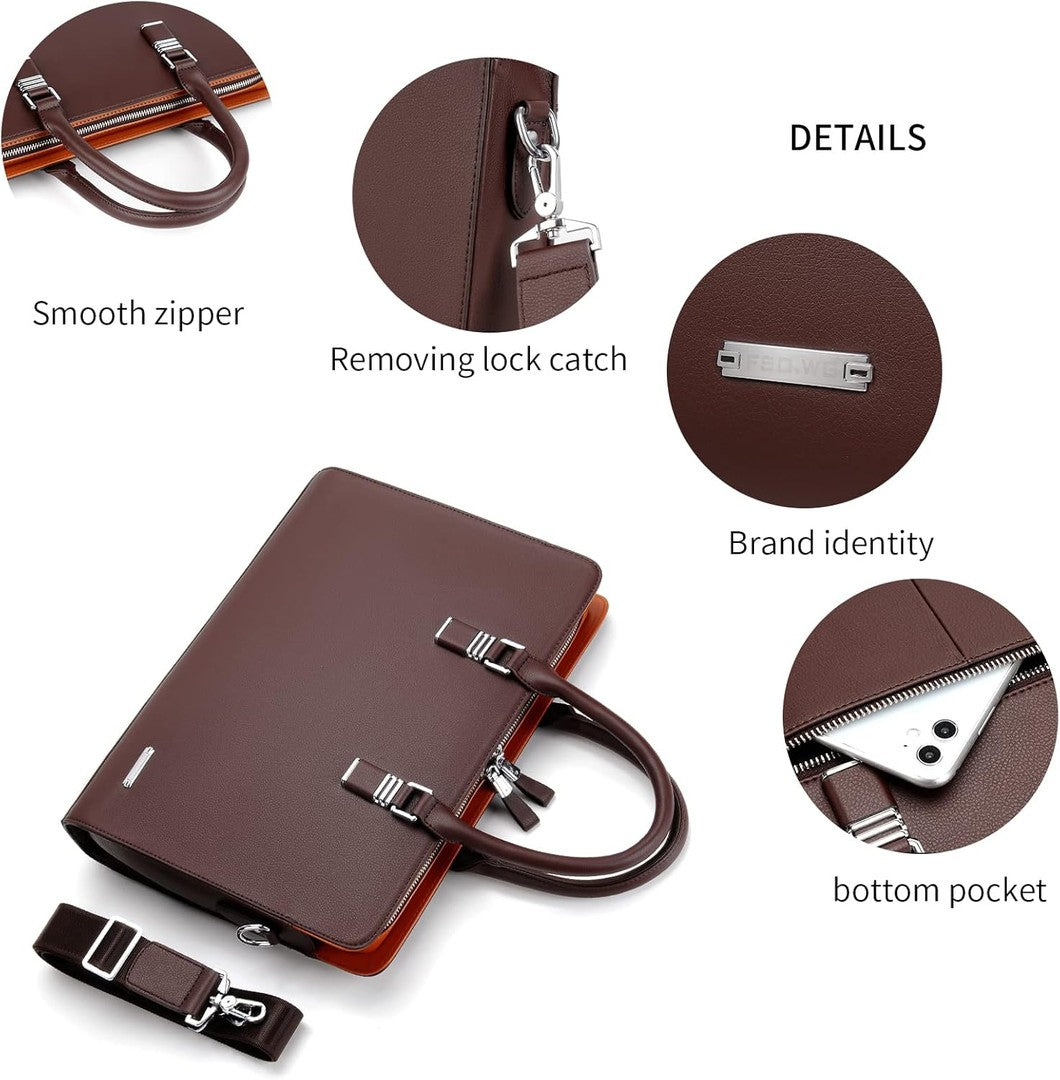 Leather multi-compartment business briefcase - product photo 9