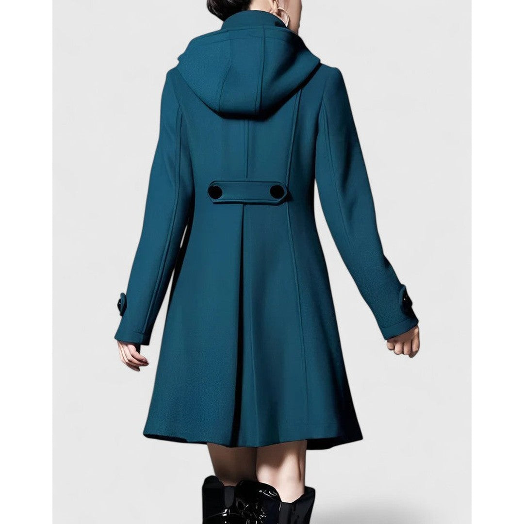 Woman wearing the Aveline women's long-sleeve jacket, back view