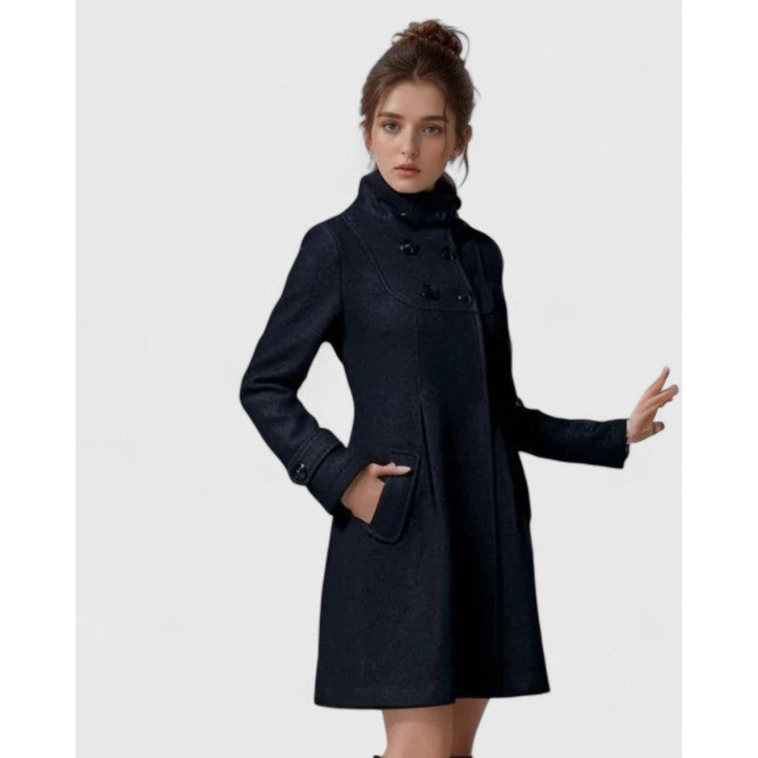 Woman wearing the Aveline women's long-sleeve jacket, flatlay view