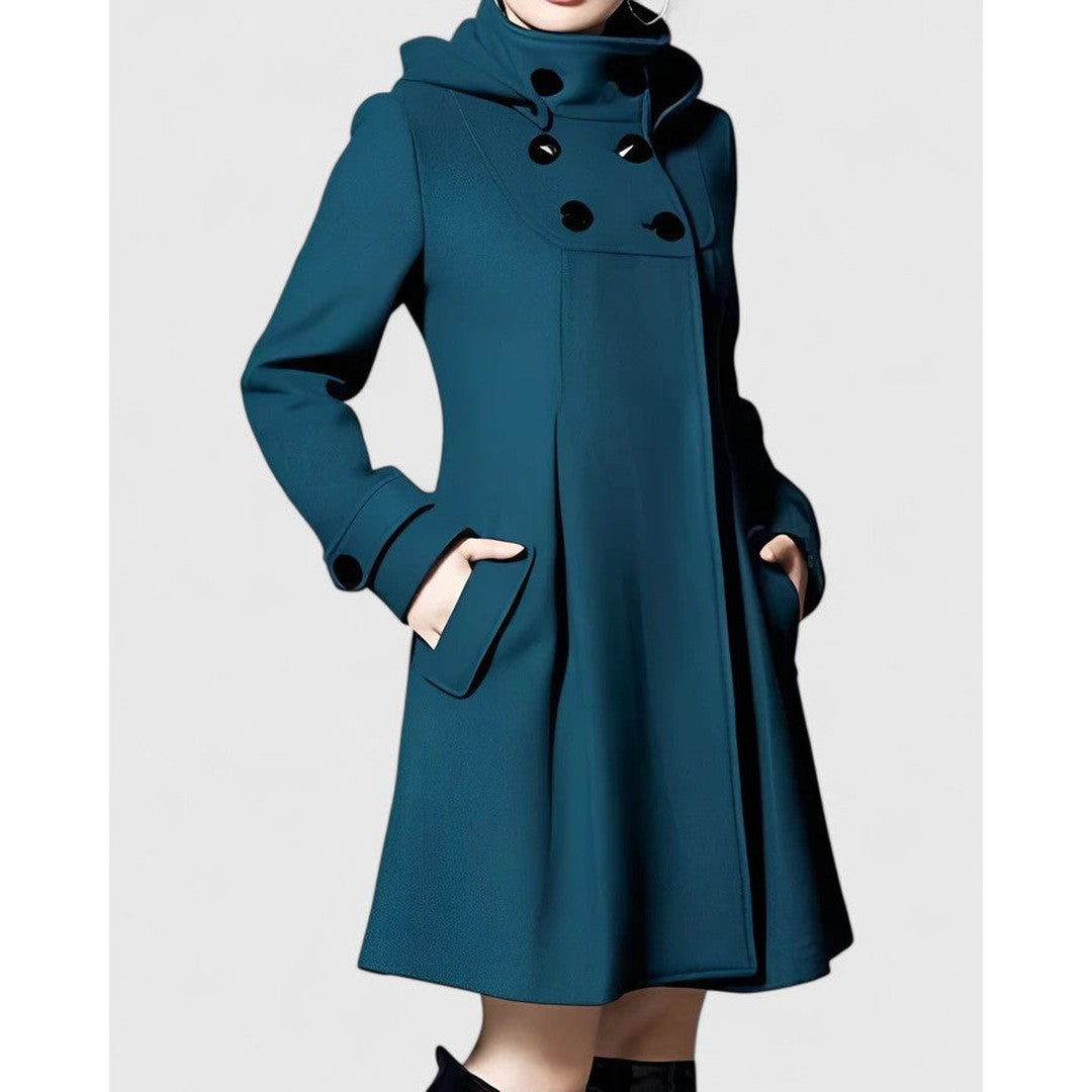 Woman wearing the Aveline women's long-sleeve jacket, front view