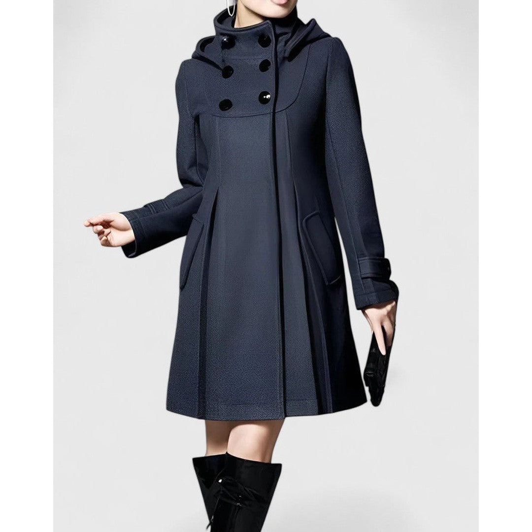 Woman wearing the Aveline women's long-sleeve jacket, side view