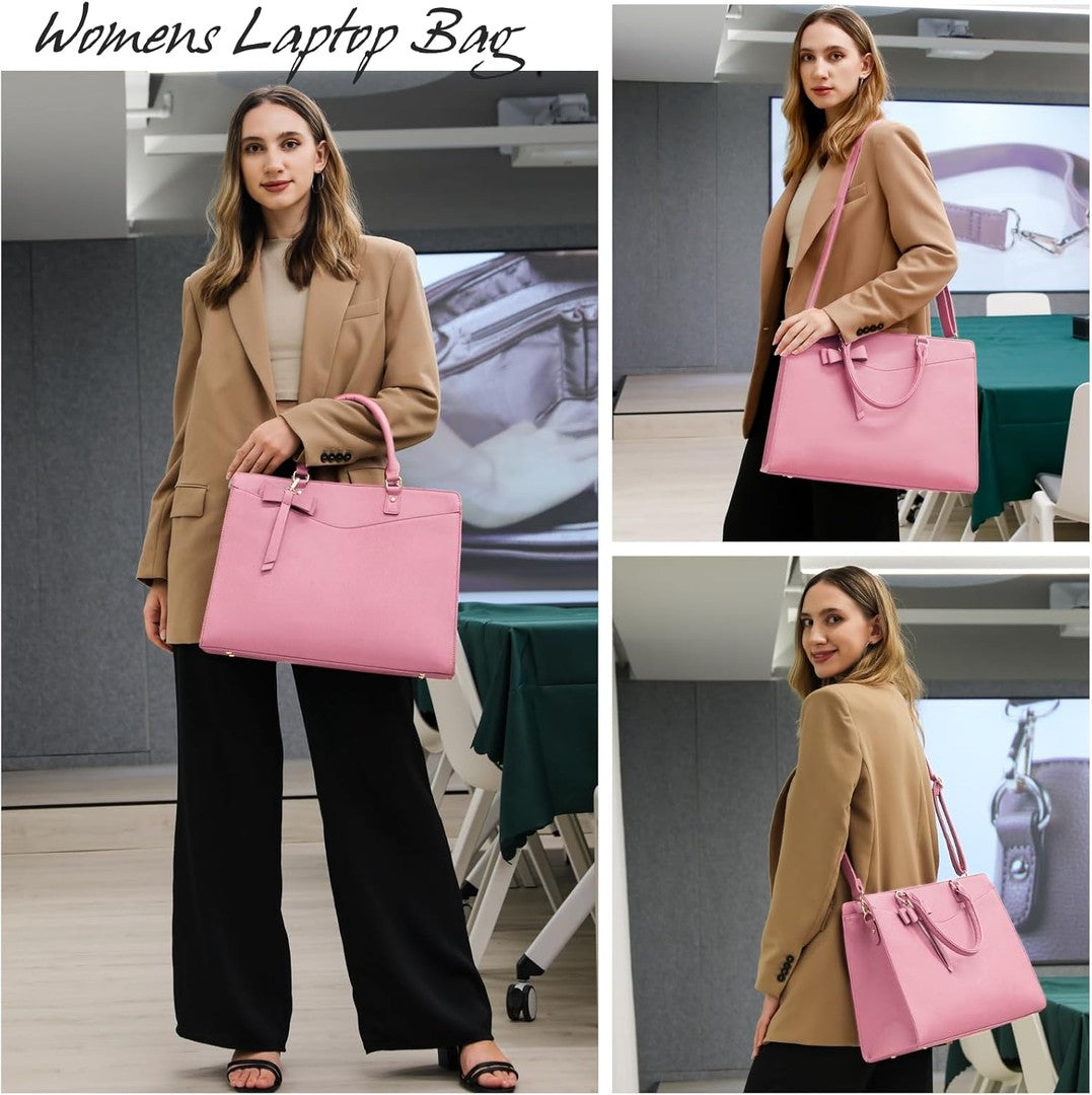 Waterproof PU leather laptop tote with multiple pockets - product photo 17