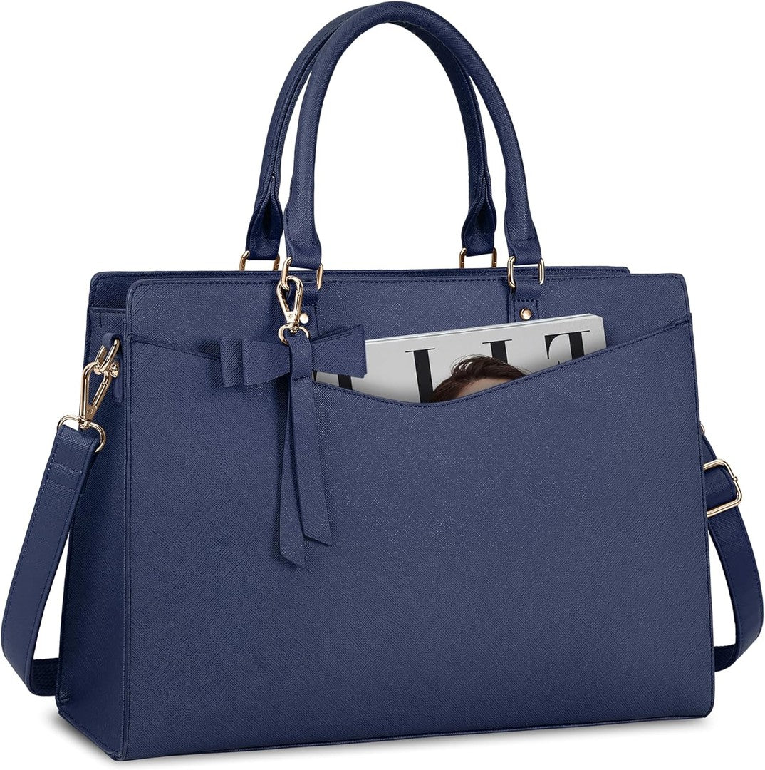 Waterproof PU leather laptop tote with multiple pockets - product photo 19
