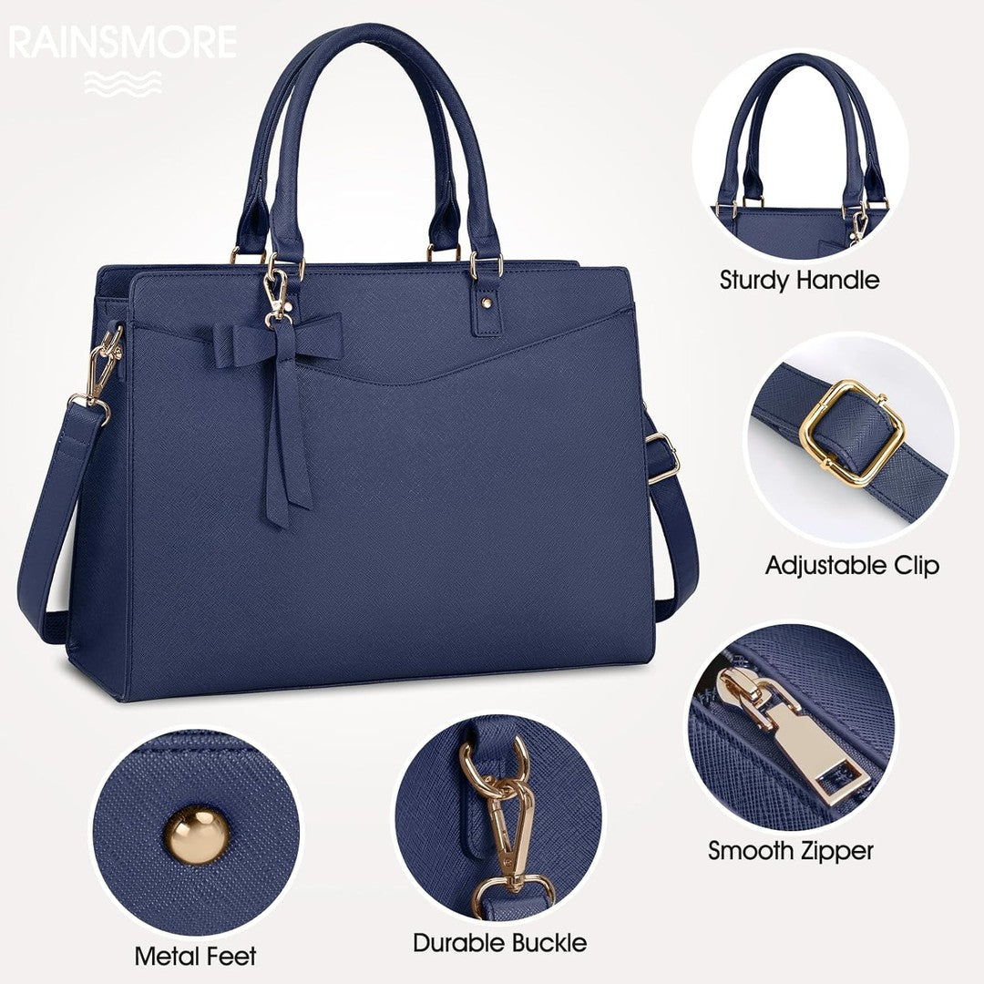 Waterproof PU leather laptop tote with multiple pockets - product photo 20