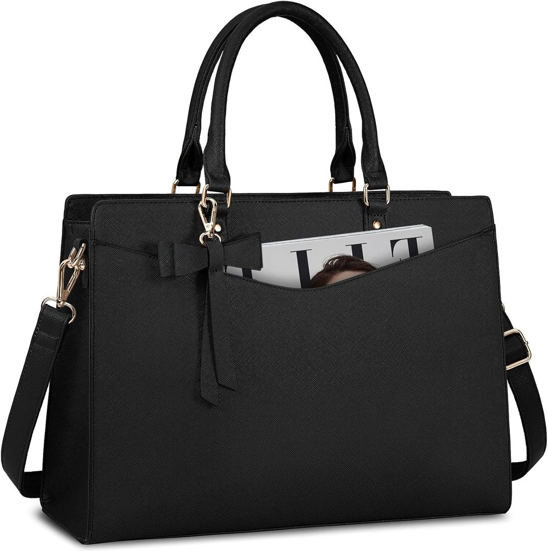 Waterproof PU leather laptop tote with multiple pockets - product photo 21
