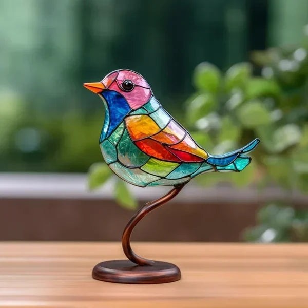 Colored art glass bird figurine - product photo 1