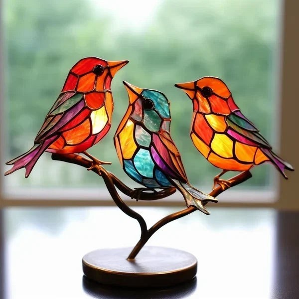Colored art glass bird figurine - product photo 3