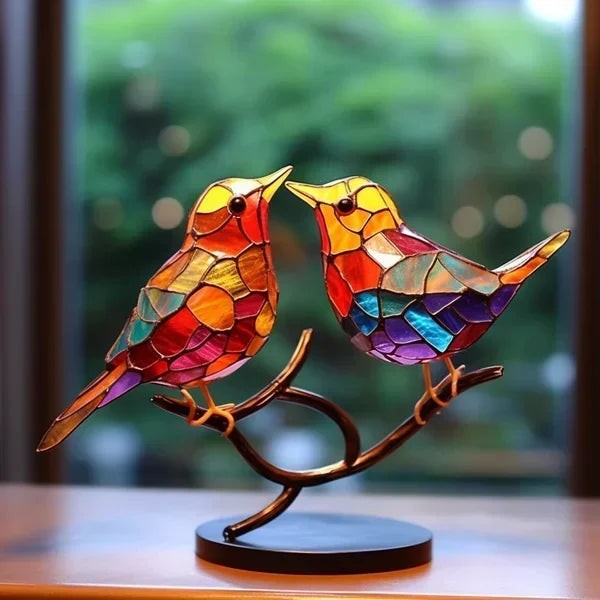 Colored art glass bird figurine - product photo 4