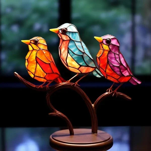 Colored art glass bird figurine - product photo 5