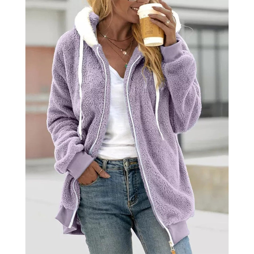 Woman wearing the Ayla women's hooded zip-up jacket, 10 view