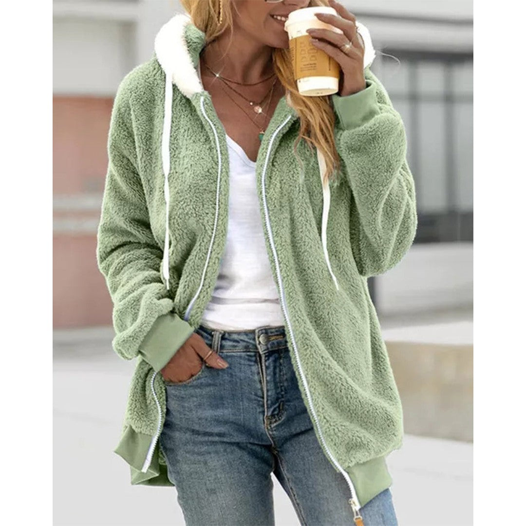 Woman wearing the Ayla women's hooded zip-up jacket, 12 view