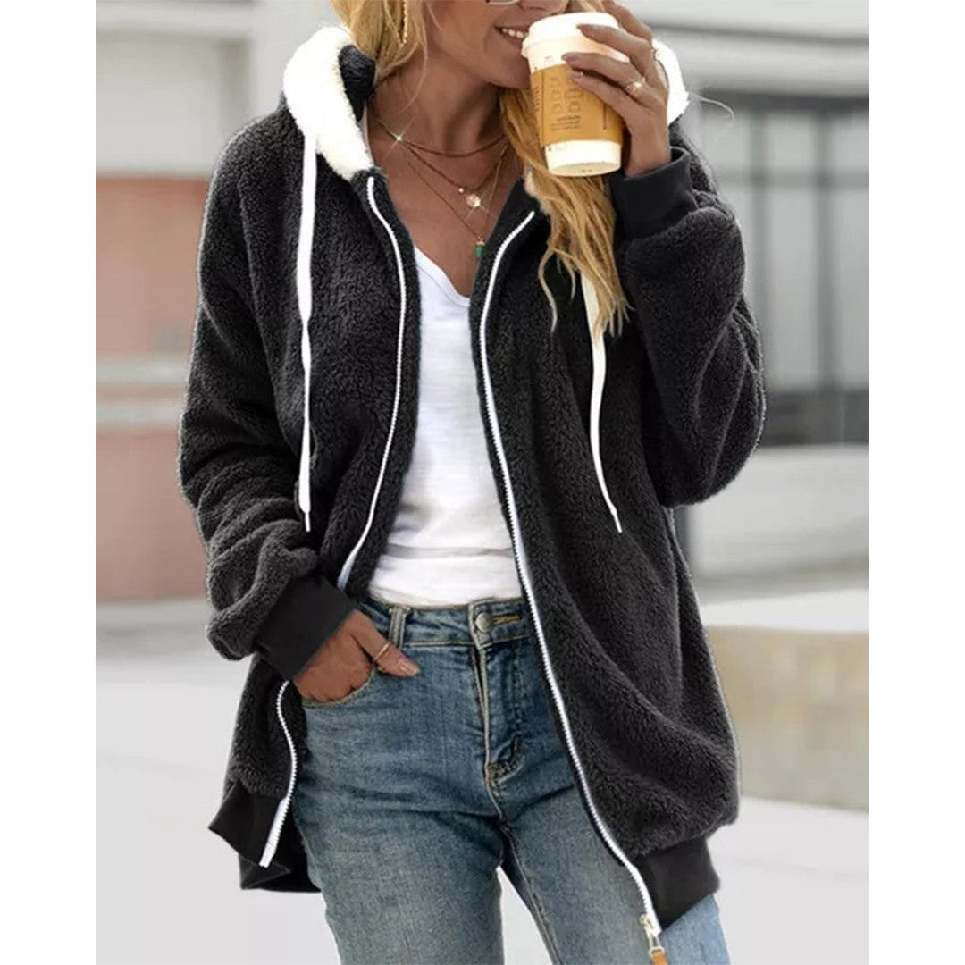 Woman wearing the Ayla women's hooded zip-up jacket, 13 view