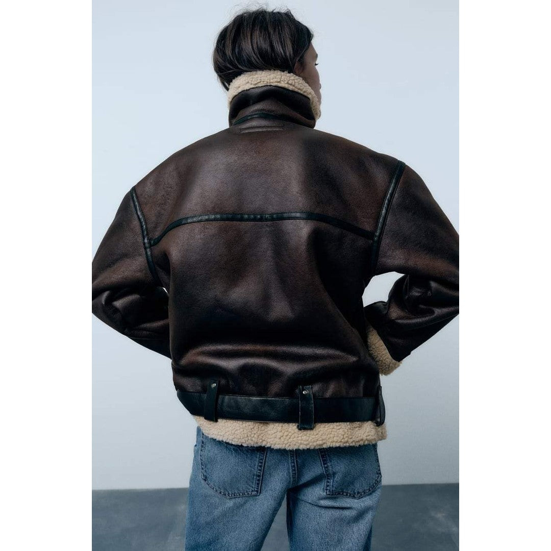 Woman wearing the Azalea women's jacket, side view