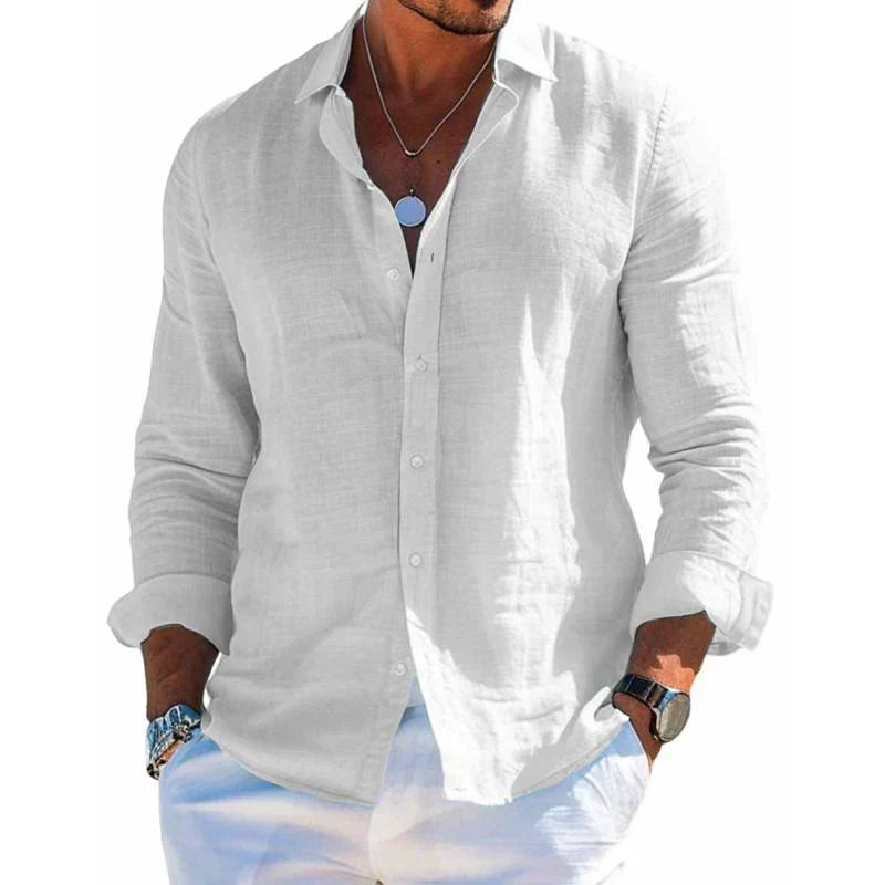 Lucas | Men's Lightweight Linen Button-Front Shirt