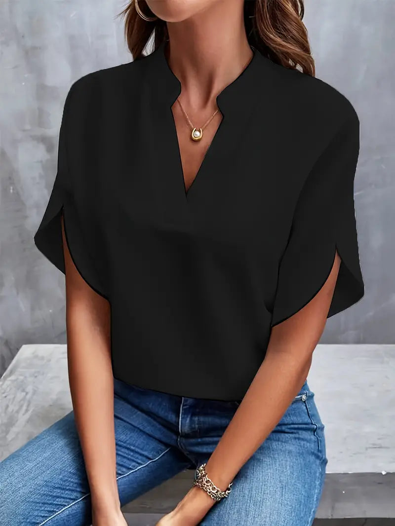 Elira | Women's V-Neck Split Sleeve Flow Blouse