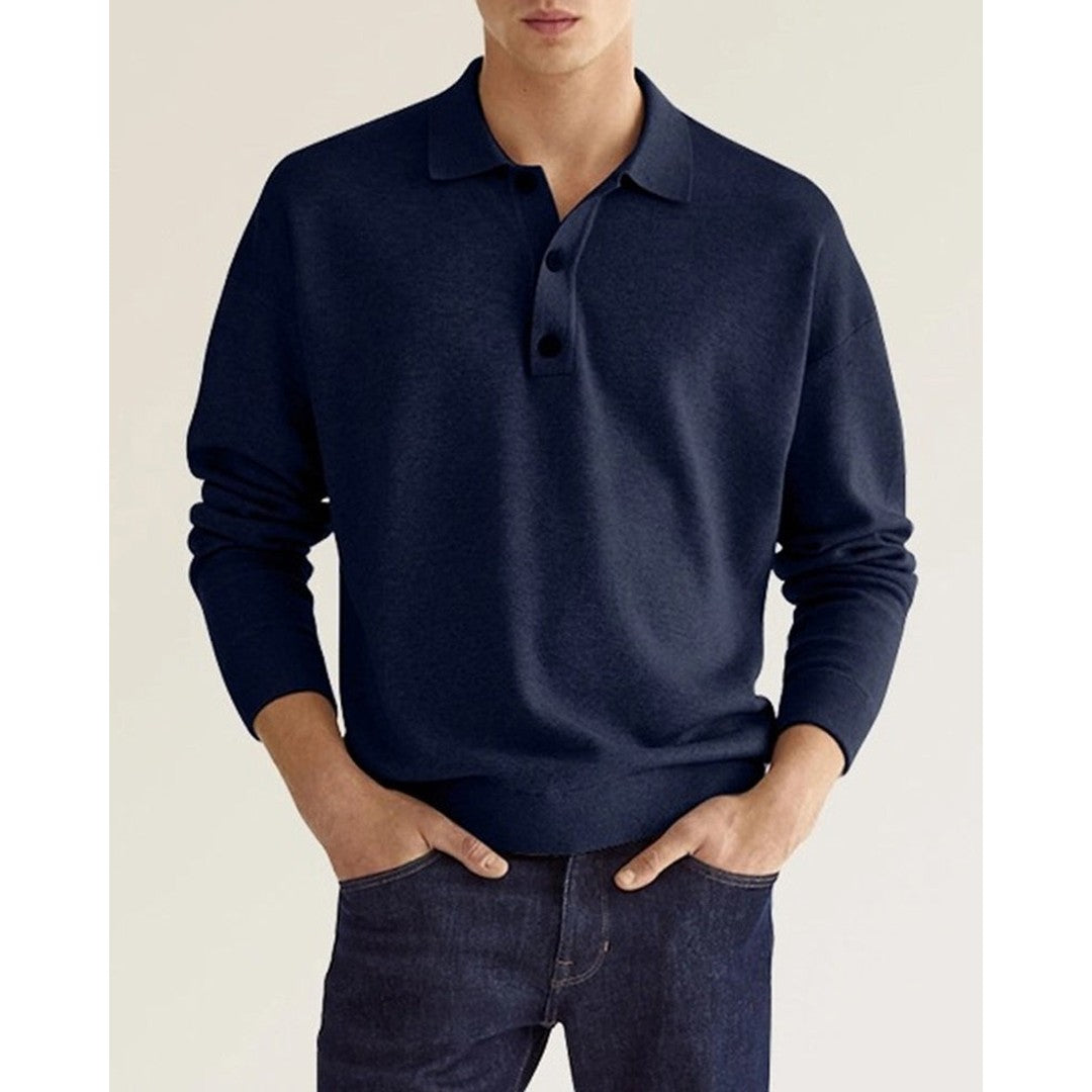 Man wearing the Barrett men's cotton long-sleeve polo shirt, model view