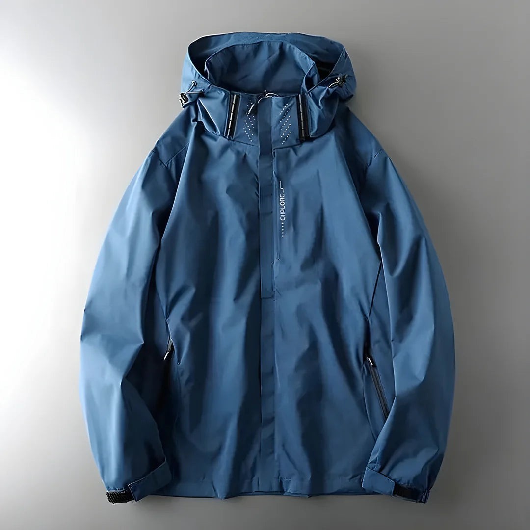 Woman wearing the Beatrix women's hooded zip-up jacket, back view