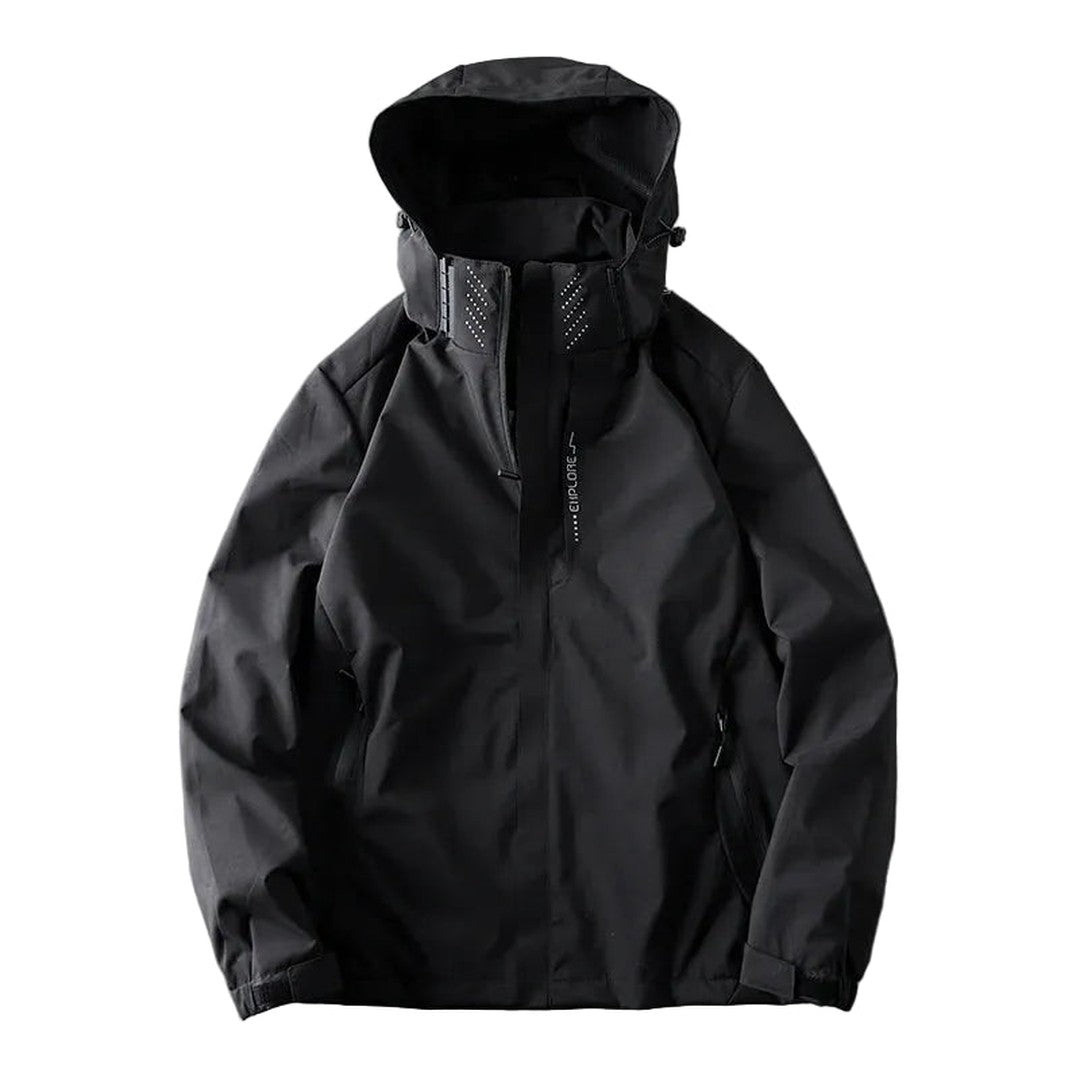 Woman wearing the Beatrix women's hooded zip-up jacket, front view